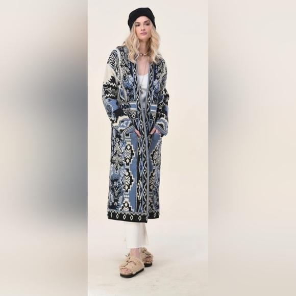 Maxsport Sweaters - Maxsport Open Front Patch Pocket Full Length Duster Cardigan Coat Size M